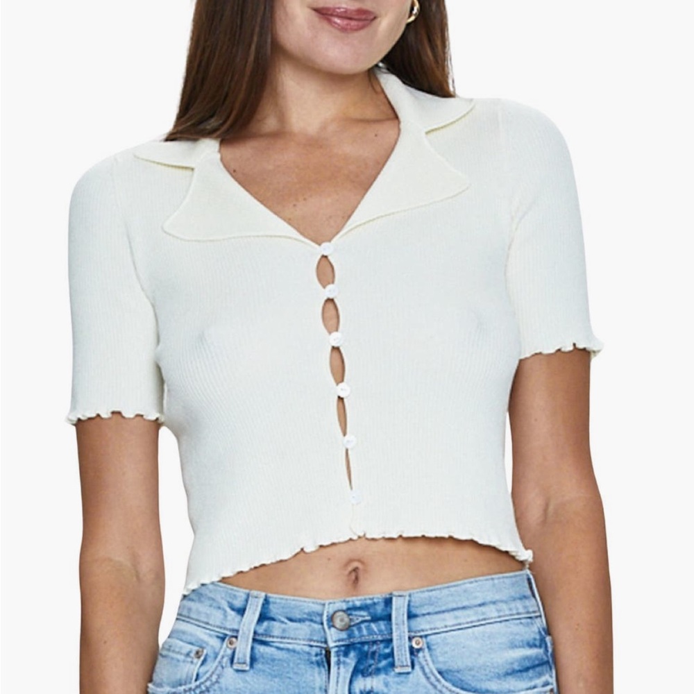 Pistola Cream Teresa Cut Out Crop Top